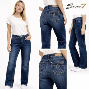 Seven7 Straight Leg Jeans Low Rise Stretch Classic Blue Denim Size 10